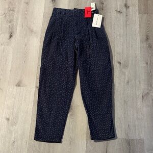 Vintage Women’s Navy Patterned Corduroy Pants -‎ 6 Petite